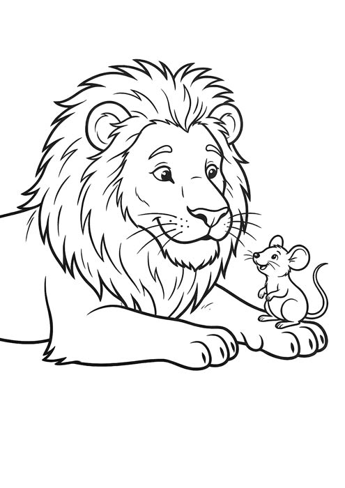 ausmalbild löwe maus