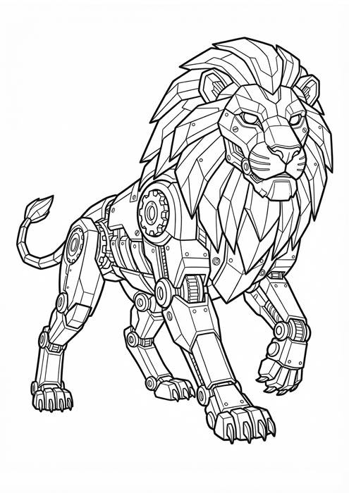 roboter löwe ausmalbild