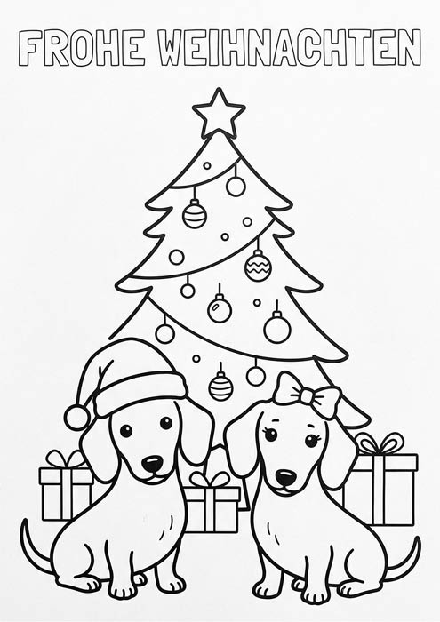 frohe weihnachten dackel malvorlage