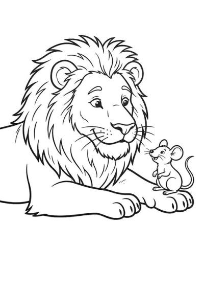 ausmalbild löwe maus