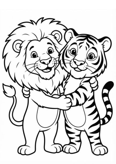 ausmalbild löwe und tiger