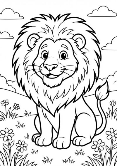 niedlicher sitzender löwe