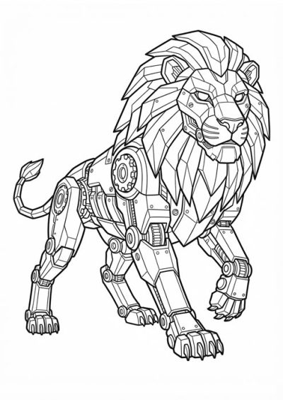 roboter löwe ausmalbild