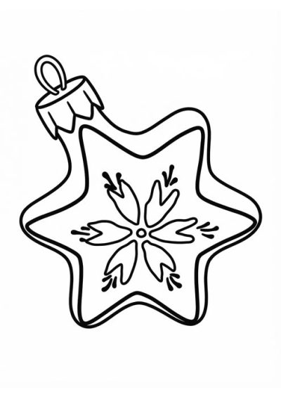 Sternförmiger Christbaumschmuck mit Blumenmuster als einfache Malvorlage